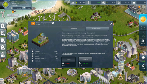 Siemensは発電所などのエネルギー施設を配置して町を発展させるシムシティのようなゲームを提供している