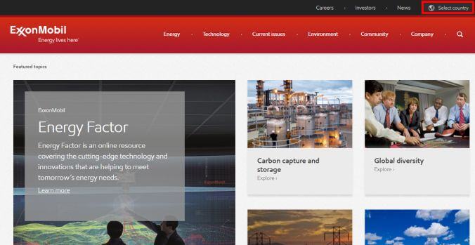 Exxon Mobil Corporation　トップページ