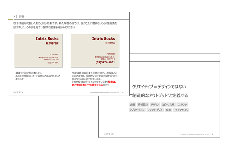 クリエイティブ研修のスライド