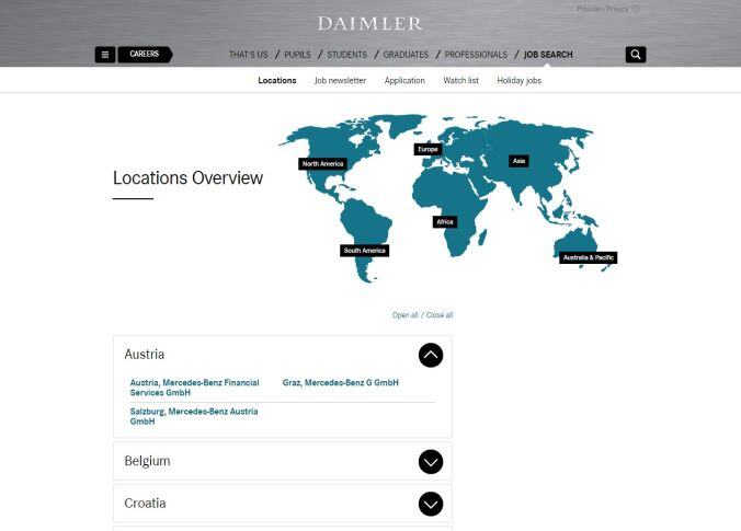 daimler（ダイムラー）のWebサイト