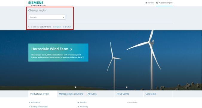 siemens（シーメンス）の地域（ローカル）サイト