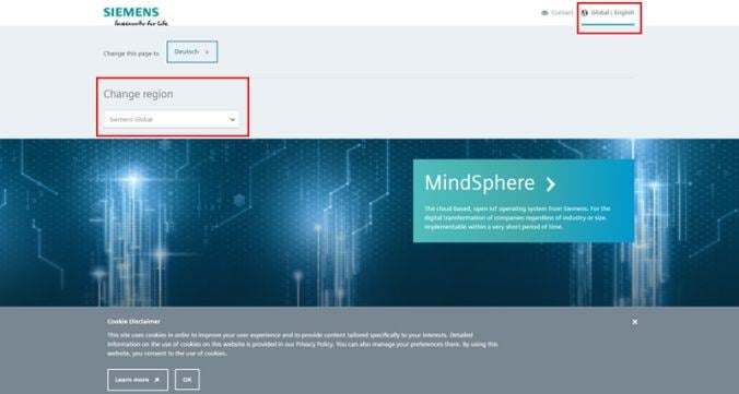 siemens（シーメンス）のWebサイト