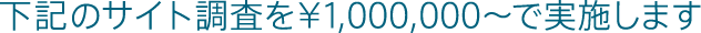 下記のサイト調査を¥1,000,000～で実施します