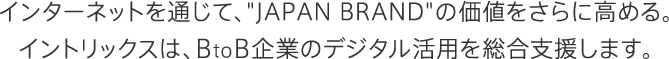 インターネットを通じて、'Japan Brand'の価値をさらに高める。イントリックスは、BtoB企業のデジタル活用を総合支援します。